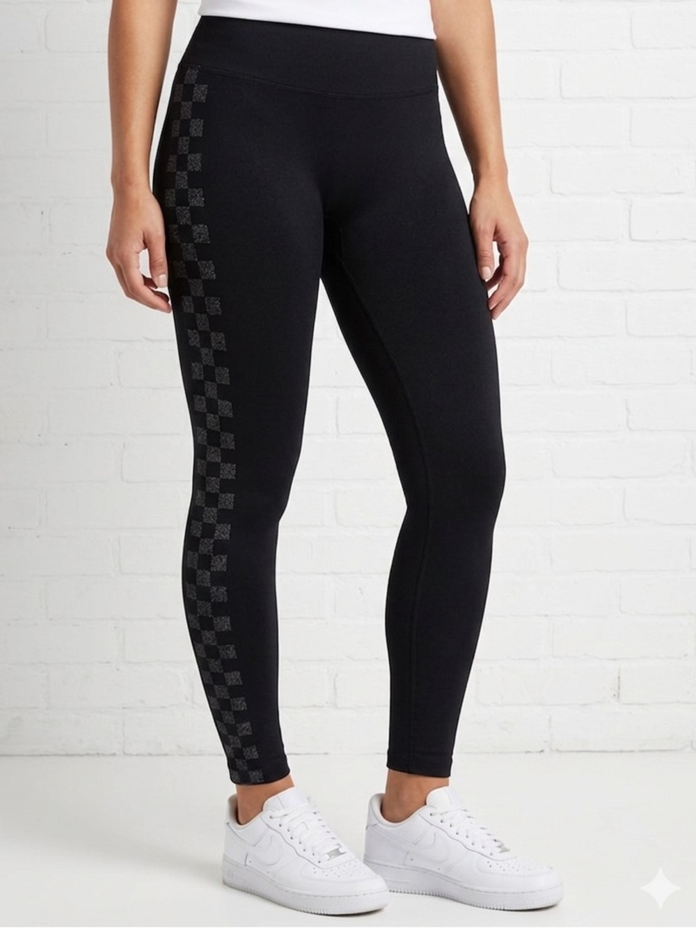 Victoria’s Secret PINK Active Black Sparkle Leggings XL Goth Glam Yoga